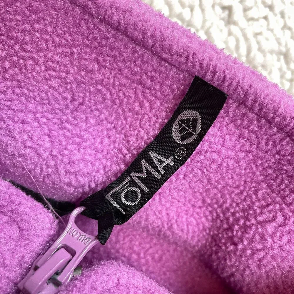 Toma Jacket Girls 12 Purple Polar Fleece Full Zip High Neck Pockets Malden Mills